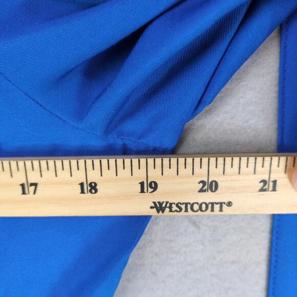 Vintage 90s Success Dress Sz 10P Blue Button Front Career Geometric Pleated Belt - Picture 5 of 10